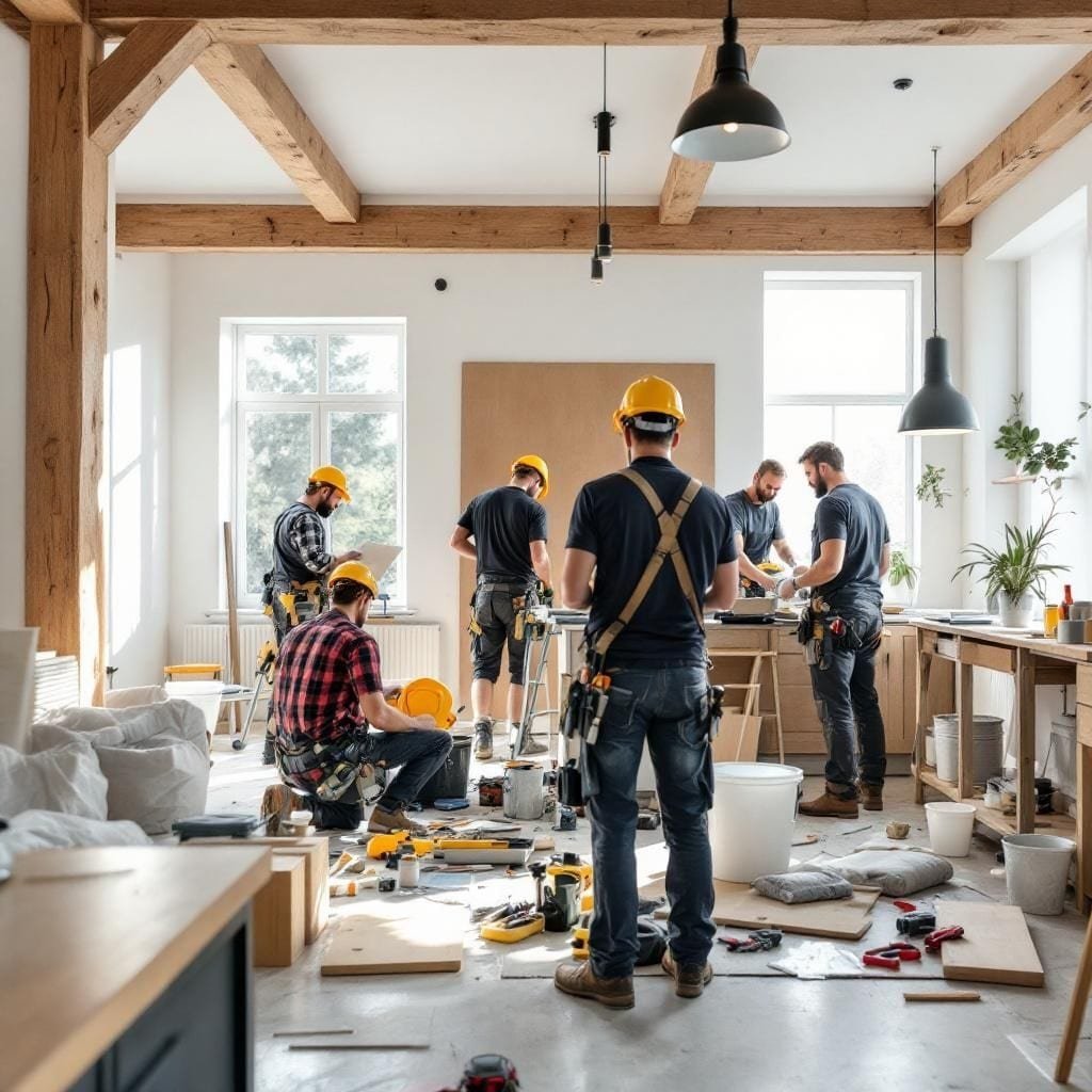 C&S team working together on an interior renovation